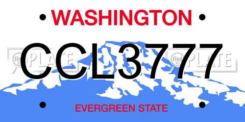 CCL3777 Washington License Plate