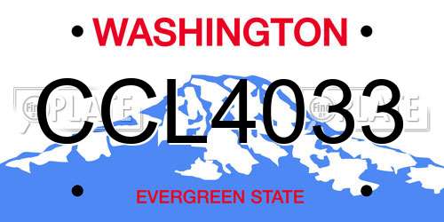 CCL4033 Washington License Plate