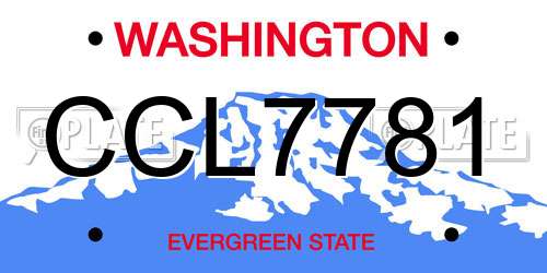 CCL7781 Washington License Plate
