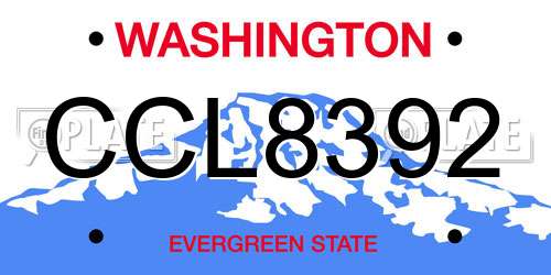 CCL8392 Washington License Plate