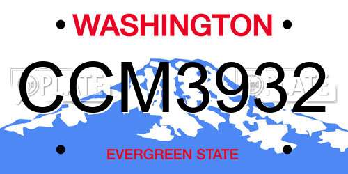 CCM3932 Washington License Plate