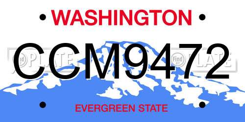 CCM9472 Washington License Plate