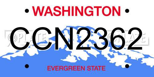CCN2362 Washington License Plate