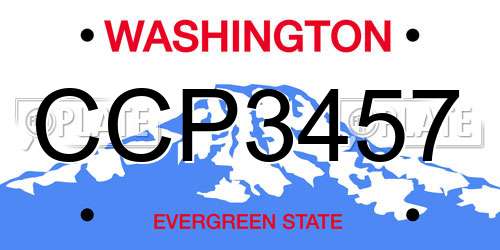 CCP3457 Washington License Plate