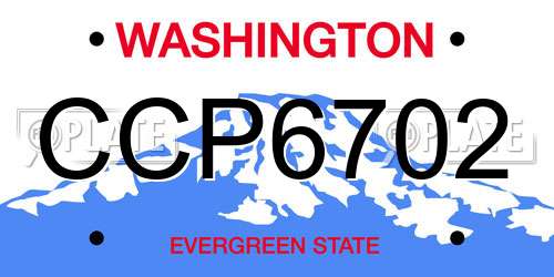 CCP6702 Washington License Plate
