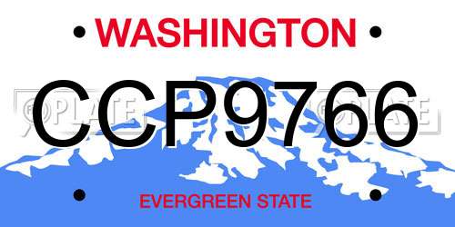 CCP9766 Washington License Plate