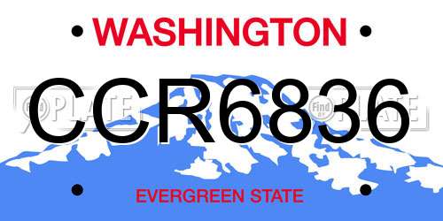 CCR6836 Washington License Plate