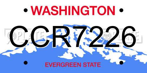 CCR7226 Washington License Plate