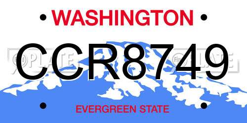 CCR8749 Washington License Plate