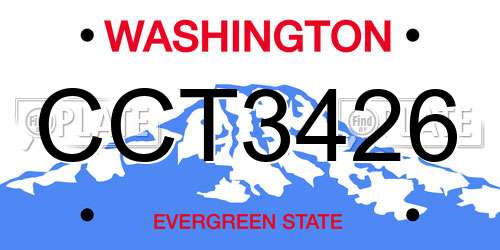 CCT3426 Washington License Plate