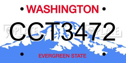 CCT3472 Washington License Plate