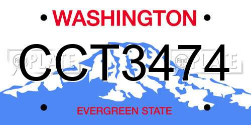 CCT3474 Washington License Plate
