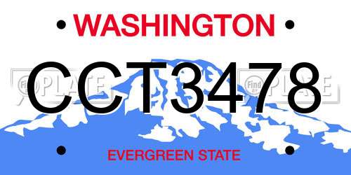 CCT3478 Washington License Plate