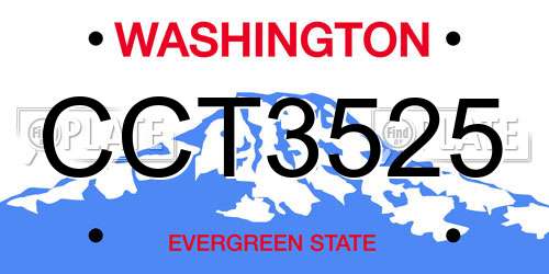 CCT3525 Washington License Plate