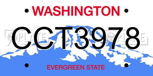 CCT3978 Washington License Plate