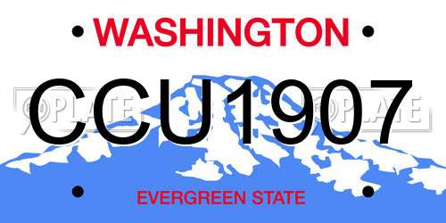 CCU1907 Washington License Plate