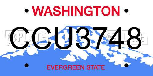 CCU3748 Washington License Plate
