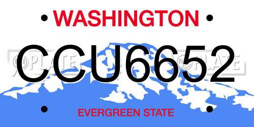 CCU6652 Washington License Plate