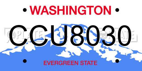 CCU8030 Washington License Plate