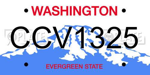 CCV1325 Washington License Plate