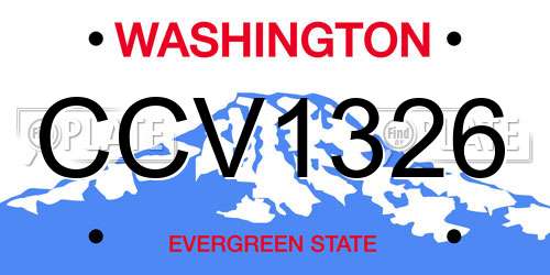 CCV1326 Washington License Plate
