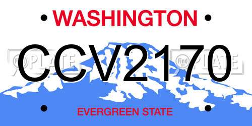 CCV2170 Washington License Plate