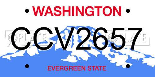CCV2657 Washington License Plate