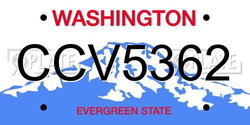 CCV5362 Washington License Plate