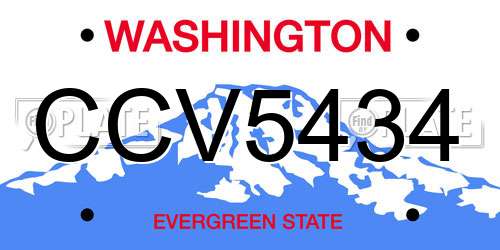 CCV5434 Washington License Plate