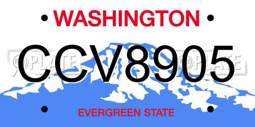 CCV8905 Washington License Plate