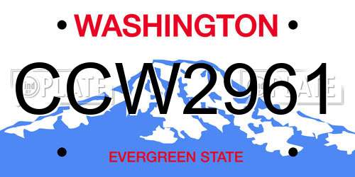 CCW2961 Washington License Plate