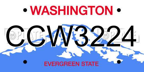 CCW3224 Washington License Plate