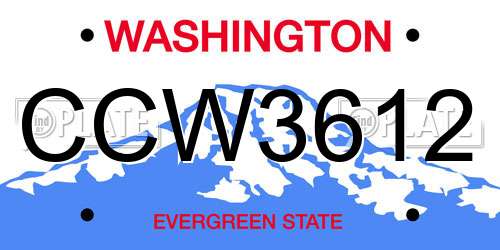 CCW3612 Washington License Plate