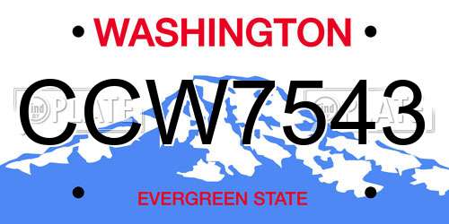 CCW7543 Washington License Plate