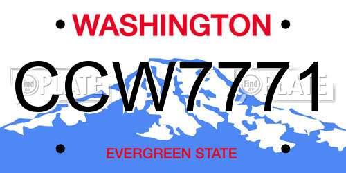 CCW7771 Washington License Plate