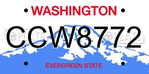 CCW8772 Washington License Plate