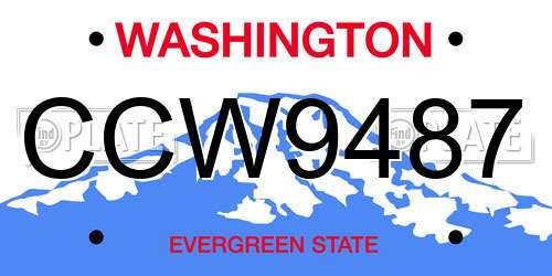 CCW9487 Washington License Plate