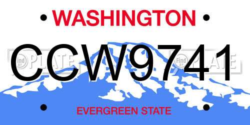 CCW9741 Washington License Plate