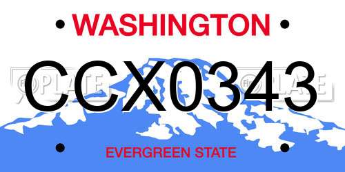 CCX0343 Washington License Plate
