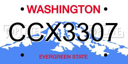 CCX3307 Washington License Plate