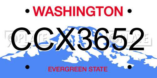 CCX3652 Washington License Plate