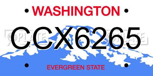CCX6265 Washington License Plate