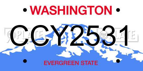 CCY2531 Washington License Plate