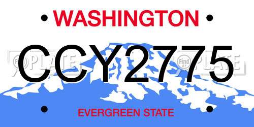 CCY2775 Washington License Plate
