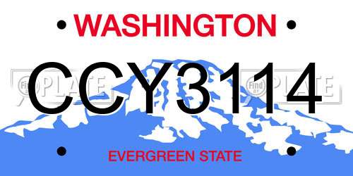 CCY3114 Washington License Plate