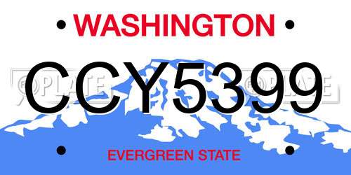 CCY5399 Washington License Plate