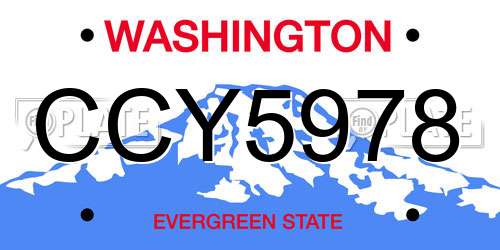 CCY5978 Washington License Plate