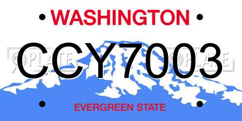 CCY7003 Washington License Plate