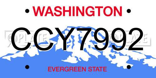 CCY7992 Washington License Plate
