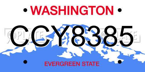 CCY8385 Washington License Plate